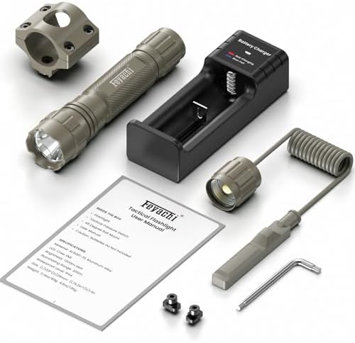 Feyachi FL22 Tactical Flashlight 1200 Lumens LED Light M Lock Rail Mount Ar Flashlight with Pressure Switch