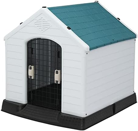 Bonnlo Plastic Dog House, 33" Pet Dog Kennel with Door Water Resistant for Small Medium Sized Dogs, Indoor & Outdoor Use (32.7" H)