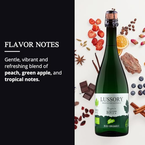 Lussory Organic Merlot Dealcoholized 0.0% Non Alcoholic Wine Red From Spain, Low Calories, Organic, Vegan (750ml, 1 Bottle)