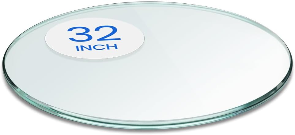 24 inch Round Glass Table Top - Tempered - 3/8" Thick Glass Surface, Safe Pencil Edge, Multipurpose for Dining Table, Patio, Coffee and End Table