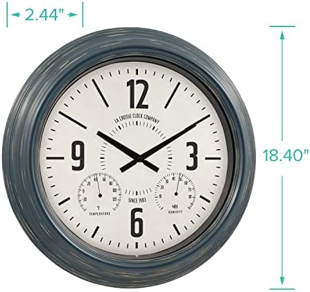 La Crosse Clock 433-3838 18.4" Hamilton Indoor/Outdoor Metal Analog Quartz Clock