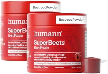 HumanN SuperBeets Beet Root Powder - Non-GMO Beetroot Superfood - Nitric Oxide Supplement for Heart Health, Circulation & Blood Pressure Support - Black Cherry, 30 Servings