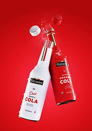 Tuscanini Italian Diet Cola Soda 9.3oz (6 Pack) Naturally Caffeine Free, Aspartame Free, Elegant Glass Bottle, Great Tasting, No Preservatives