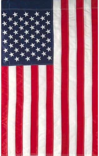 Tea Stained Applique & Embroidered American Flag House Flag USA 28" x 50"