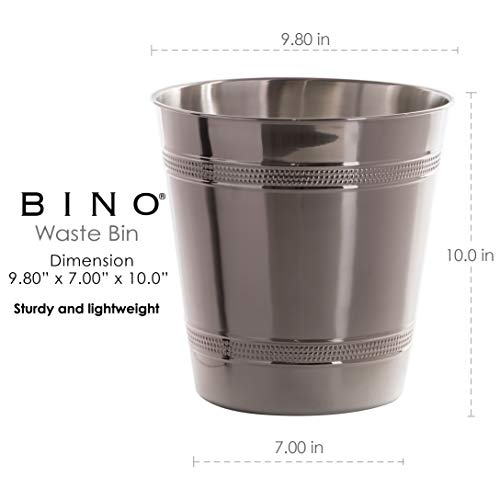BINO Metal Waste Basket for Home, Office, Bathroom, Dorm, Kitchen and More | Trash Can Bin for Bedroom | Desk Trash Can | Home Essentials