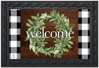 Briarwood Lane Doormat 30x18 Indoor Outdoor Farmhouse Wreath Spring for Spring Doormat