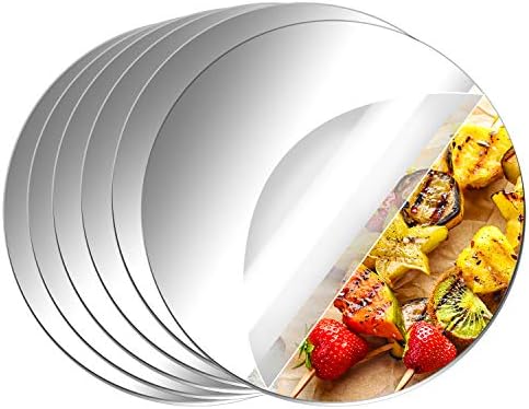 Aneco Acrylic Round Mirrors Non Glass Round Mirror Plate Self Adhesive Mirror Stickers for Home Wall Decor or Wedding Table Centerpiece