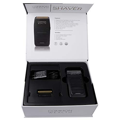 Common Wealth Professional Shaver Cordless Hypoallergenic Bump Free Gold Pro Foil Barber Finishing Shaper Trimmer Tool CWPS26 For Beard Neckline &