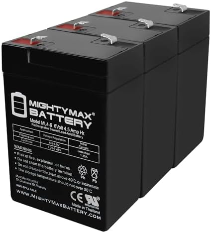 Mighty Max Battery ML4-6 - 6 Volt 4.5 AH, F1 Terminal, Rechargeable SLA AGM Battery