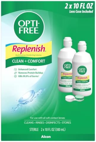 OPTI-FREE Replenish Multi-Purpose Contact Lens Solution, 10 Fl Oz, 2 Pack