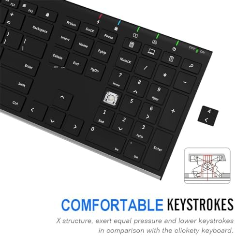 Arteck 2.4G USB Wireless Keyboard Full Size Keyboard for Computer/PC/Laptop