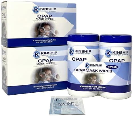 CPAP Mask Cleaning Wipes, Unscented and Lint Free Cleanser to Clean Filters, Tubes and BIPAP Machines, 150 Count Total, 2 Canisters