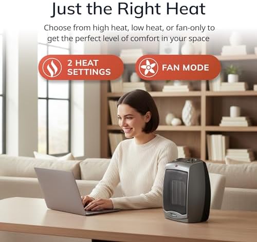Lasko Portable Indoor Ceramic Space Heater - 9” - 754201 - Dark Gray