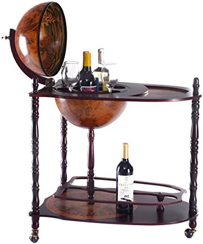 AchieveUSA Vintage Globe Wine Stand Bottle Rack with Extra Shelf