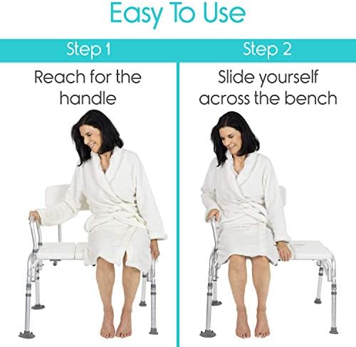 Vive Shower Bench for Transfers - Heavy Duty Tub Transfer Bench for Bathtub, Holds 400 lbs - Shower Chair for Elderly, Disabled