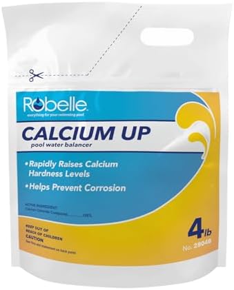 Robelle 16-Pounds Premium Pool Calcium Up | Pool Calcium Hardness Increaser, 100% Calcium Chloride, 8 ounces raises calcium hardness level 10 ppm per 5,000 gallons