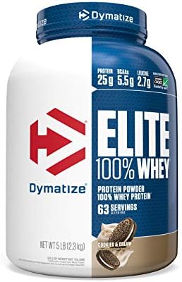 Dymatize Elite 100% Whey Protein Powder, L-Leucine, Quick Absorbing & Fast Digesting for Optimal Muscle Recovery, Gourmet Vanilla, 32 Oz