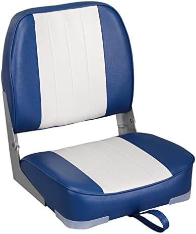 Leader Accessories Classic Low Back Folding Fishing Boat Seat Boat Chairs | Marine Boat Chairs With Thick Cushion, Aluminum Hinge, Use universal 5"x5" Mount, Fits Jon/Bass/Pontoon Boats