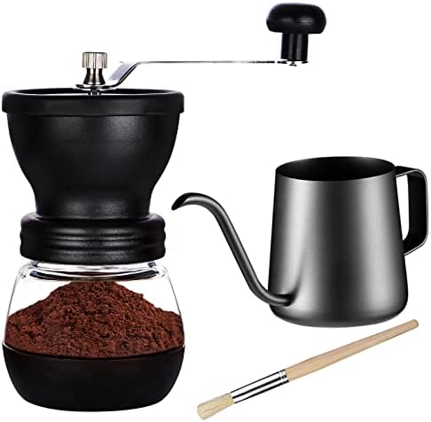 PARACITY Manual Coffee Grinder, Ceramic Burr, 2 Glass Jars, 11oz per Jar