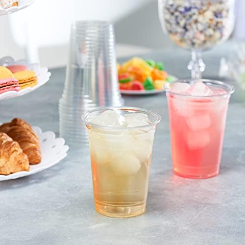 GUSTO 16 oz Clear Plastic Cups [100 Pack] PET Party Cold Cups | Durable, Crack-Resistant, Elegant Crystal Clear Design, BPA-Free, Smoothies, Iced Coffee, Soda, Cocktails & Juice