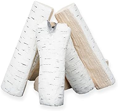 Skyflame 6 Small Piece Set of Birch Ceramic Wood Logs | For All Types of Indoor Gas Inserts, Ventless & Vent Free, Propane, Gel, Ethanol