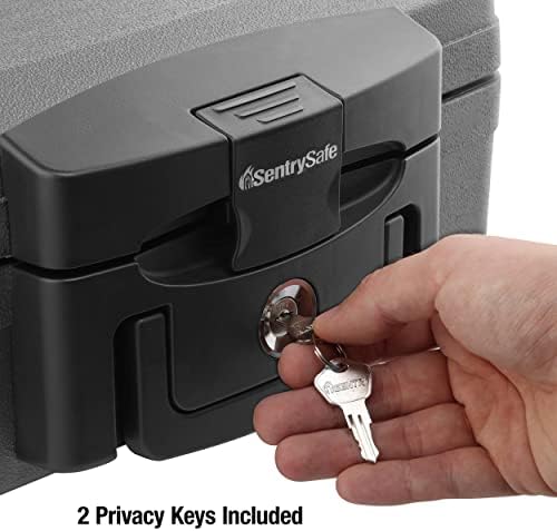SentrySafe Fireproof and Waterproof Safe, Black Portable Lock Box with Key Lock and Carrying Handle for Money, Passport