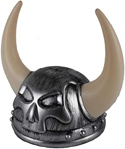 Norwegian Grey Skull Viking Helmet Costume Hat with Horns