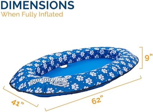 SwimWays Paddle Paws Spring Float Dog Raft, Small (0-65 lbs.) | Fast Inflation for Fast Use During Travel, Durable Scratch-Resistant Design for Use with Dogs, Includes Carrying Case