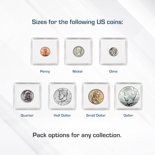 BCW 2x2 Coin Snap - 25 ct Penny Holder | Archival Safe Coin Protector | Crystal Clear Polystyrene Coin Display Case | Ideal for US Lincoln Penny | Coin Holders for Collectors