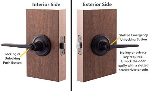 Copper Creek ZL2231BC Zl2231Bc Contemporary Push Button Privacy Zane Non-Handed Lever, Black