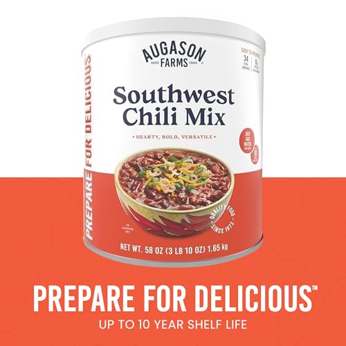 Augason Farms Southwest Chili Mix Can | Emergency Food Supply, 34 Servings, 10 Year Shelf Life, 8 Grams of Protein per Serving, Certified Gluten Free