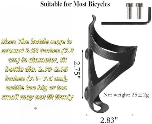 2 Pack Ultra-Light Full Carbon Fiber Water Bottle Cage, Bike Water Bottle Holder Brackets for Road & Mountain Bike