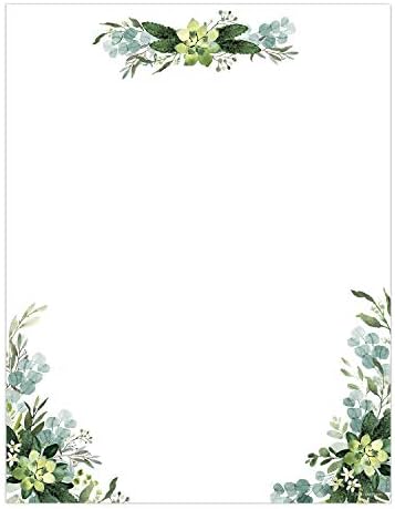 Great Papers! Lush Greenery Letterhead / 80 Floral Sheets 8.5" x 11" Beautiful Watercolor Botanical All Occasion Letter Paper