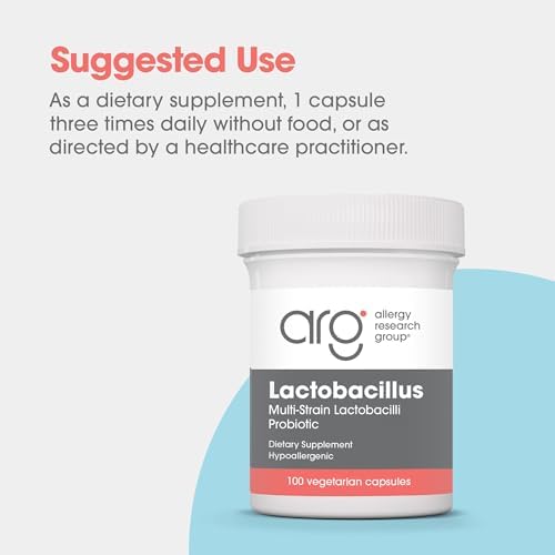 Allergy Research Group ARG Lactobacillus - Multi-Strain Probiotic Capsule - Gut & Digestive Health Support - Dairy Free