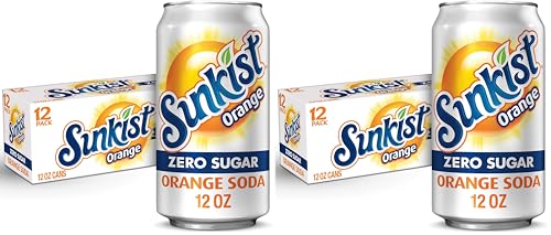 Sunkist Zero Sugar Orange Soda, 12 fl oz cans, 12 pack