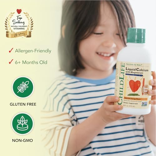 ChildLife Essentials Liquid Calcium Supplement for Kids, 16 fl Oz (2 Pack) | Baby & Toddler Calcium, Magnesium, Zinc, Vitamin D 3, Orange Flavor, Supplement, Liquid, Toddler Kids, Zinc Magnesium