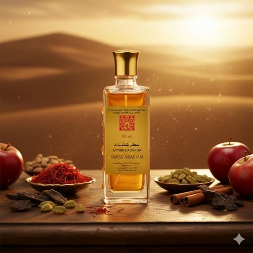 Swiss Arabian Attar Kashkha - Amber Concentrated Perfume Oil - Arabic Perfume for Women and Men - Spicy Notes with Woody, Musky Undertones - 3.2 oz