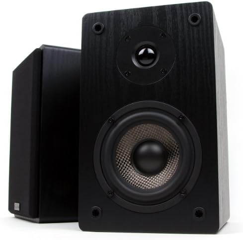 Micca MB42 Standard 2-Way Passive Bookshelf Speakers, Stereo Pair, Black | Amplifier Required, 4-Inch Carbon-Fiber Woofer, 0.75-Inch Silk-Dome Tweeter
