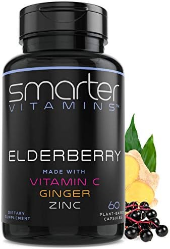 10:1 Black Elderberry Extract with Vitamin C, Zinc & Ginger, 60 Vegan Caps