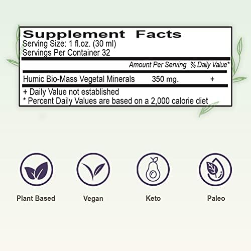 Vital Earth Minerals Super Strength Humic Minerals – Fulvic Acid Supplement with 70+ Trace Minerals, Electrolytes for Detox & Digestion, 32 Oz + 1 Oz Cup