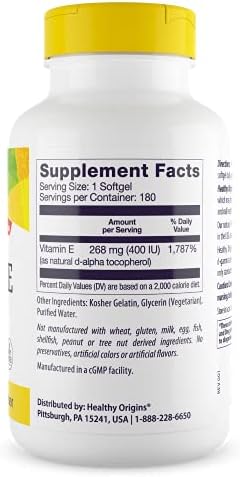 Healthy Origins Vitamin E 400 IU, Natural Mixed Tocopherols, 90 Softgels