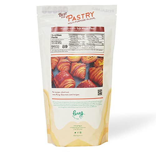 Pereg Fine Pastry Flour (16 oz) - 100% Soft White Wheat - Suitable for Baking, Cookies, Pastries, Croissants, Pie Crust - 9% protein - Non-GMO & Vegan