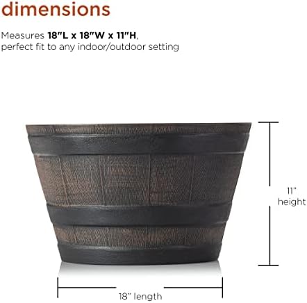 Alpine Corporation 11" Tall Indoor/Outdoor Barrel Shaped Planter