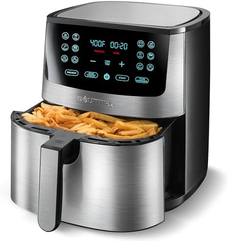 Gourmia Air Fryer Oven Digital Display 8 Quart Large AirFryer Cooker 12 Touch Cooking Presets