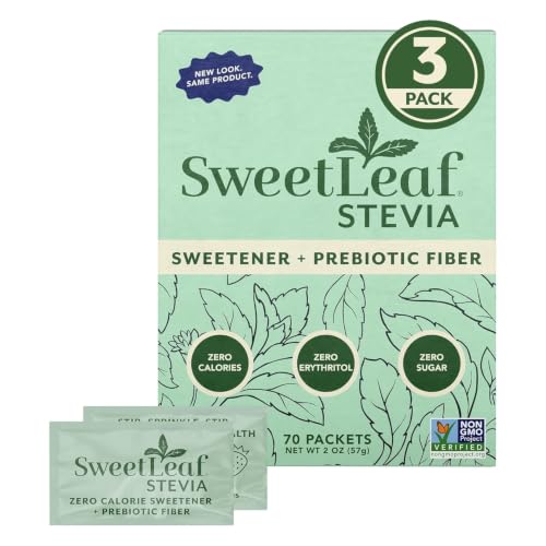 SweetLeaf Stevia Powder Sweetener, Sugar Free - 70 Packets (2 Pack) | Zero Calorie Sweetener No Erythritol, Stevia Leaf Extract, Natural Sugar Substitute for Coffee & Baking, Prebiotic Fiber