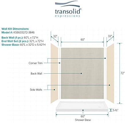 Transolid KSE603272-5477SC-3846 Expressions 32-in x 60-in x 72-in Alcove Shower Kit with Door, Bisque/Cameo and Silver