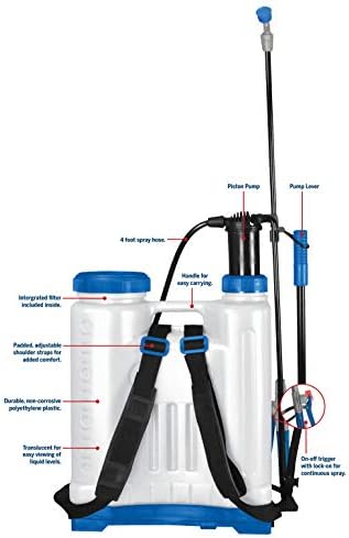 Rainmaker Backpack Sprayer - For Home and Garden Applications, Lightweight, Adjustable Shoulder Straps, 4 gal. (16L)