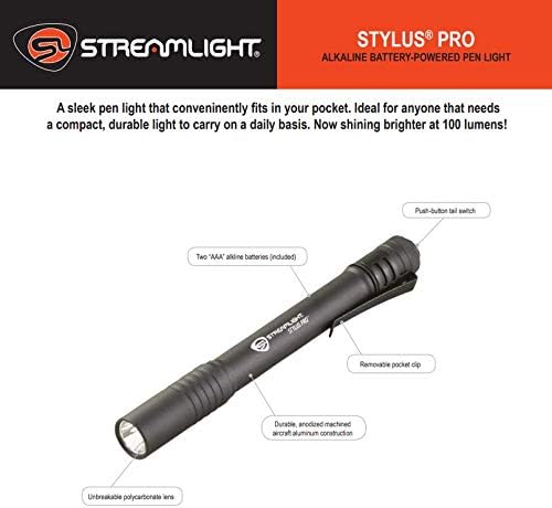Streamlight 66149 Stylus Pro UV LED Penlight with Holster, Black