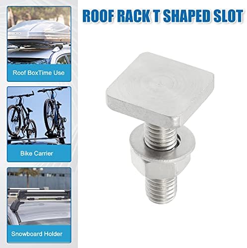Car Roof Rack T Shaped Slot Bolt M8 W/Nuts Washer T Shaped Track Bolts Roof Rack Cargo Carrier Bolt Accessories Stainless Steel (Pack of 6)