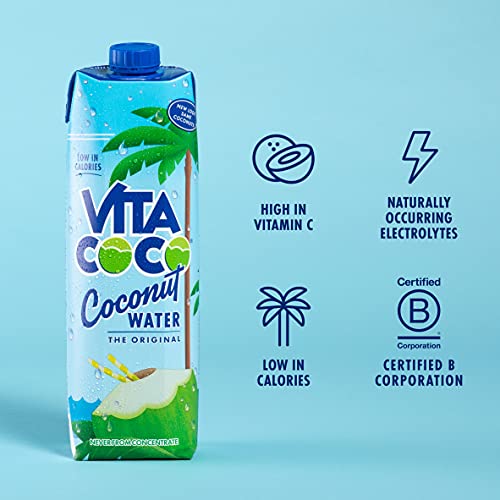 Vita Coco Coconut Water, Pure Original, Refreshing Coconut Taste, Natural Electrolytes, Vital Nutrients, 33.8 Oz (Pack of 6)